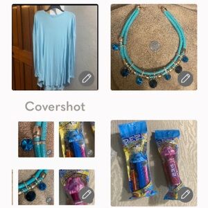 Costume jewelry blue/gold✨💙+Lock+Love blouse XXL+2 PEZ Blue’s Clues💓💙🐶